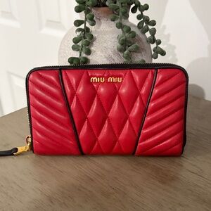 Miu Miu Red Quilted Leather Wallet